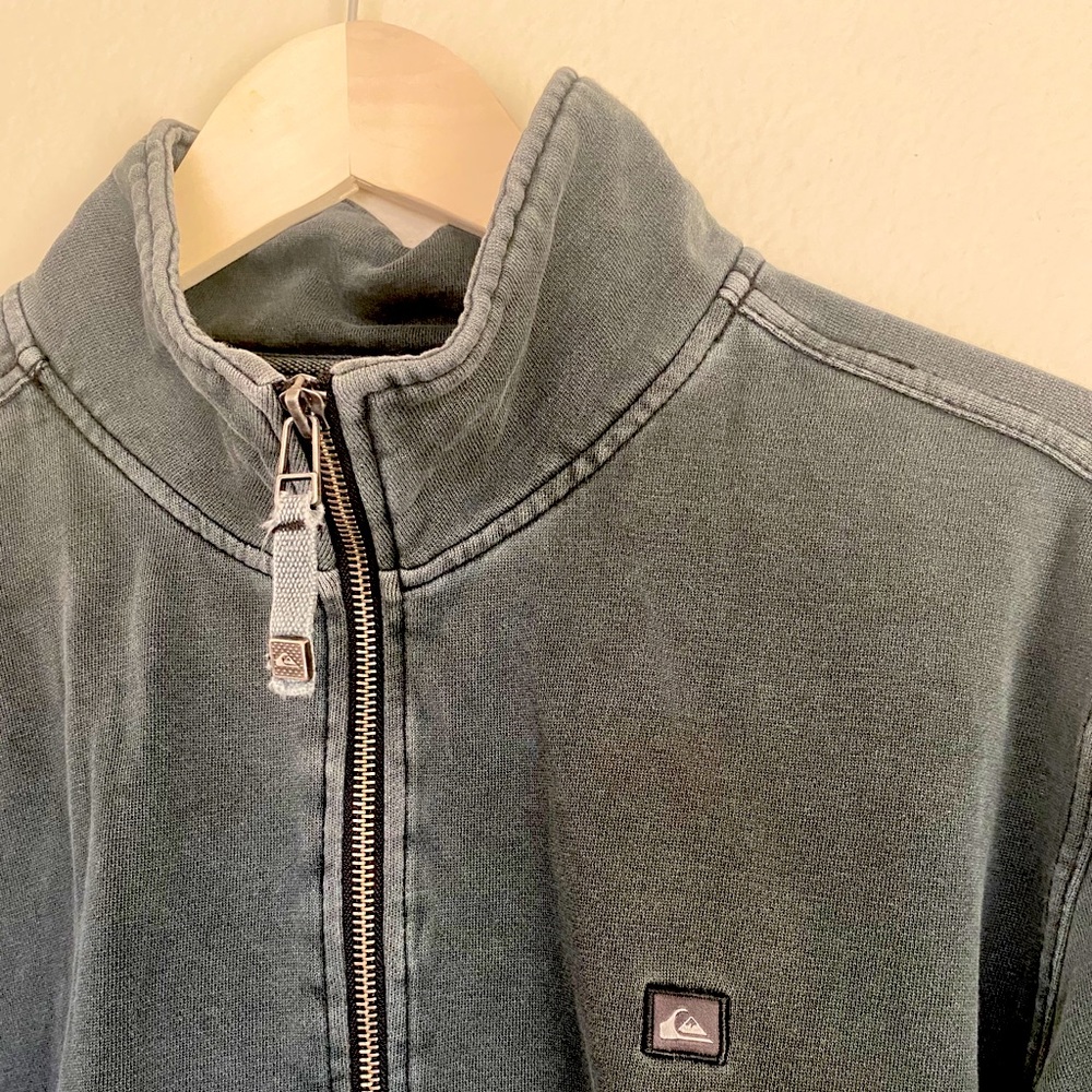 Quiksilver zip up cotton washed grey sweater